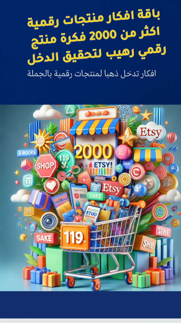دليل شامل لـ 2000+ فكرة منتج رقمي 2025 لتحقيق دخل سلبي وبدء أعمالك على إيتسي مع حقوق اعادة البيع